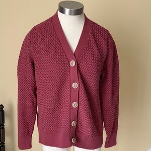 LL bean 100 percent cotton basket weave rose Cardigan